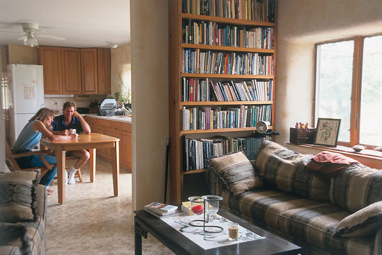 The homeowners enjoy a quiet moment together.